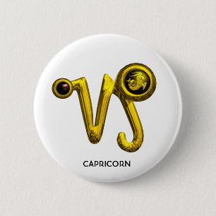 GOLD CAPRICORN / ZODIAC SIGN JEWEL BUTTON