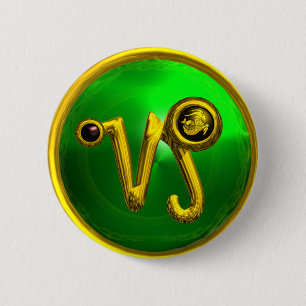 GOLD CAPRICORN / ZODIAC SIGN JEWEL BUTTON