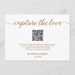 Gold Capture the Liebe QR Code Hochzeit Foto Aktie Begleitkarte