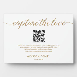 Gold Capture the Liebe QR Code Hochzeit Foto Aktie Fotoplatte