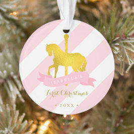 Gold Carousel Horse Baby's First Christmas Ornament