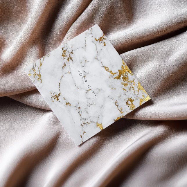 Gold Carrara Gray Marble Vip Business Card Quadratische Visitenkarte (Gold Carrara Gray Marble Vip Business Card)