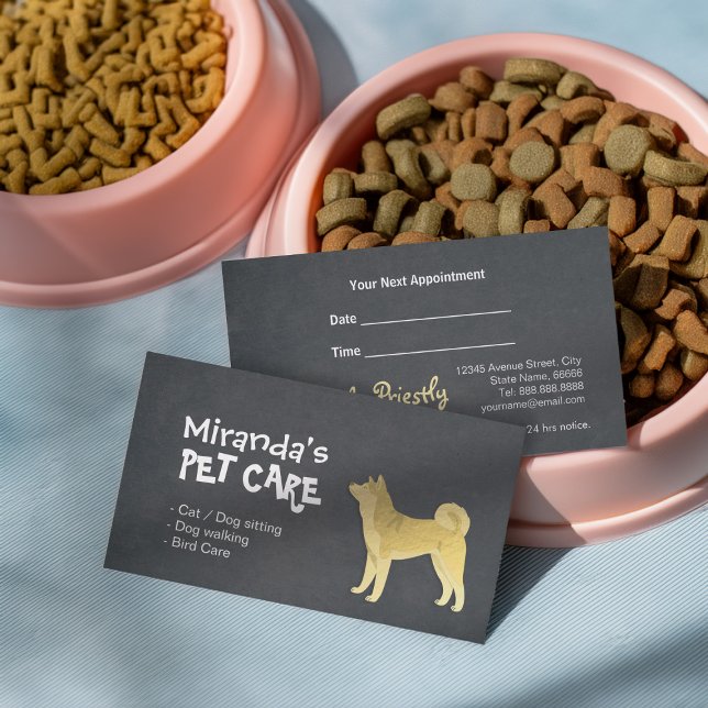 Gold Cartoon Welpen Akita Inu / Shiba Inu Pet Car Terminkarte (Von Creator hochgeladen)