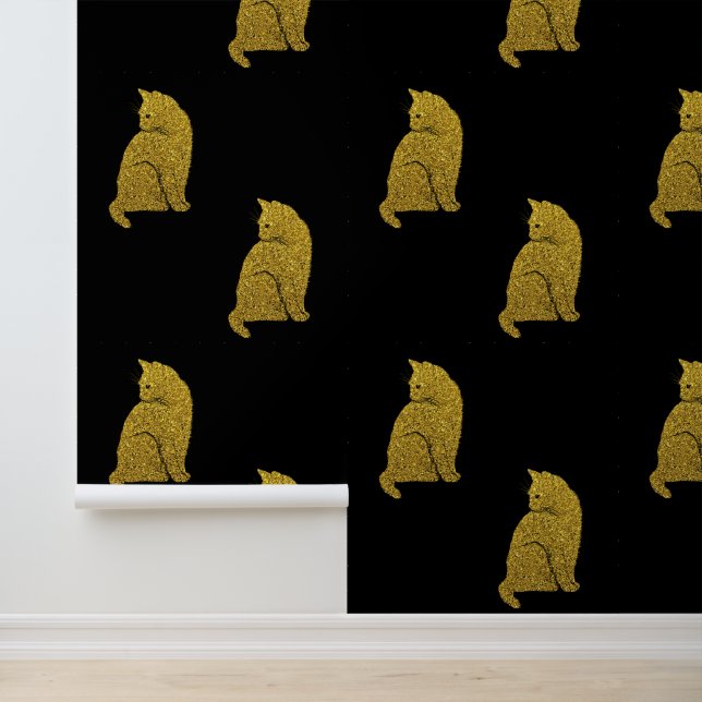 Gold Cat Farbschwarz Tapete (Anwendung)