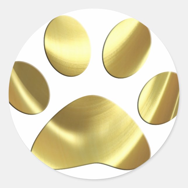 Gold Cat Paw Print Runder Aufkleber (Vorderseite)