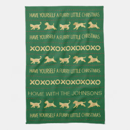 GOLD CATS HUNDE MURRY CHRISTMAS GESCHIRRTUCH