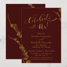 Gold "Celebrate with us" mit Botanicals, Burgund