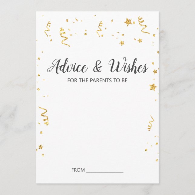 Gold Celebration Baby Shower Advisor Cards Hinweiskarte (Vorderseite)