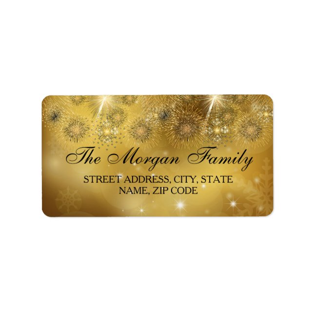 Gold Celebration Sparkle Weihnachtsadressen Labels Adressaufkleber (Vorne)