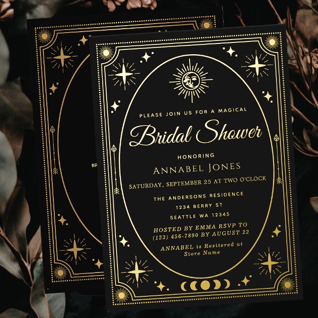 Gold Celestial Black Tarot Card Brautparty Folieneinladung (Von Creator hochgeladen)