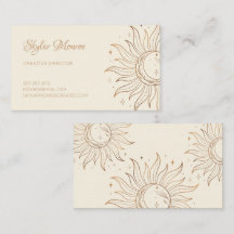 Gold Celestial Sun & Moon Ivory Business Card