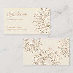 Gold Celestial Sun & Moon Ivory Business Card Visitenkarte