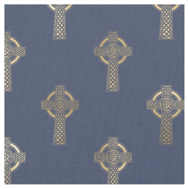 Gold Celtic Cross auf Navy Blue Stoff (Nahaufnahme)