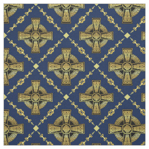 Gold Celtic Cross/geflochtener Knoten Design Tuch Stoff