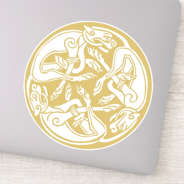 Gold Celtic Dog Trio Aufkleber (Detail)