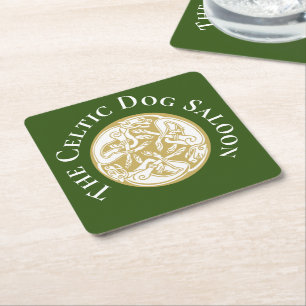 Gold Celtic Dog Trio Custom Rechteckiger Pappuntersetzer