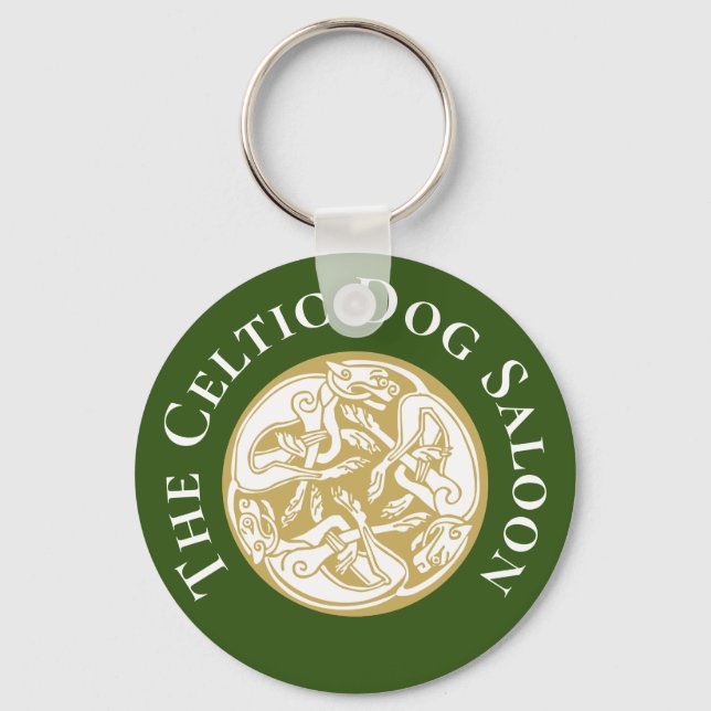 Gold Celtic Dog Trio Custom Schlüsselanhänger (Vorderseite)