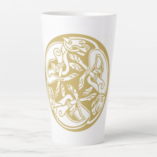 Gold Celtic Dog Trio Milchtasse (Vorderseite)