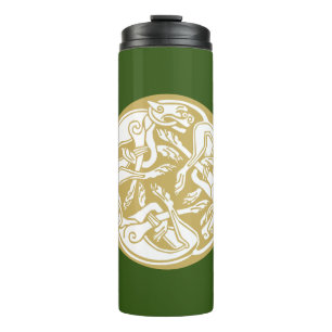 Gold Celtic Dog Trio Thermosbecher
