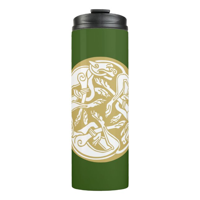 Gold Celtic Dog Trio Thermosbecher (Vorderseite)