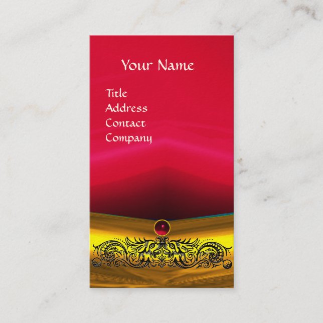 GOLD CELTIC DRAGONS RED RUBY GEMSTONE MONOGRAM VISITENKARTE (Vorderseite)