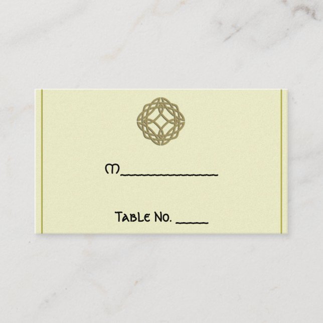 Gold Celtic Eternity Knot Wedding Platzkarten (Vorderseite)