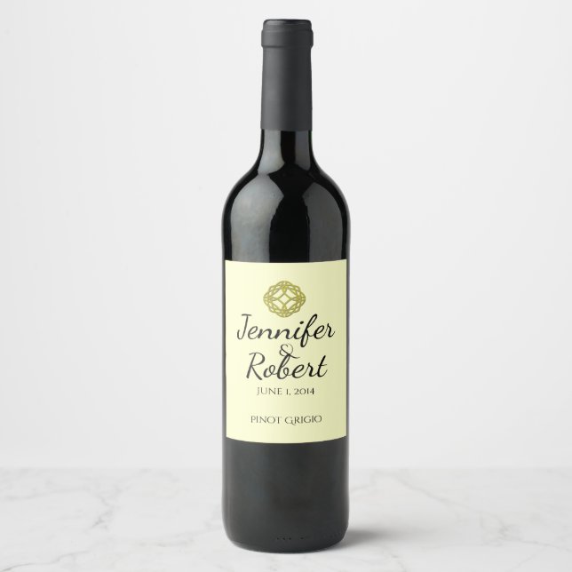 Gold Celtic Eternity Knot Wine Label Weinetikett (Vorderseite)