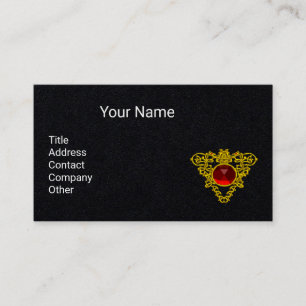 GOLD CELTIC HERZ JEWEL MIT RED RUBY Black Visitenkarte