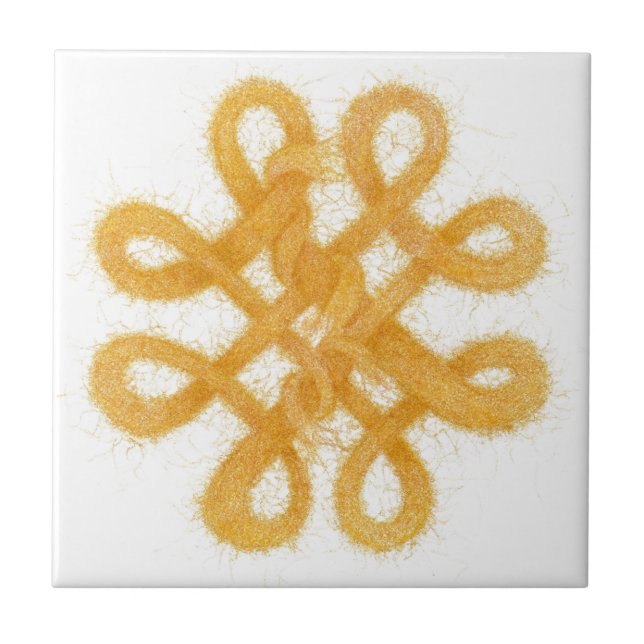 GOLD CELTIC KNOT 4,25" Square Keramik Tile Fliese (Vorderseite)