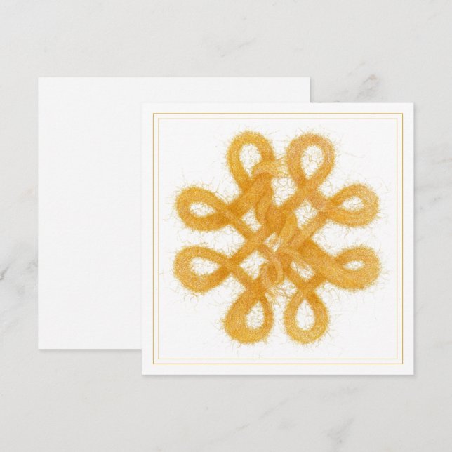 GOLD CELTIC KNOT 5,25" Square Flat Card Einladung (Vorne/Hinten)