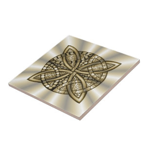 Gold Celtic Knot Original Artistic Design Fliese
