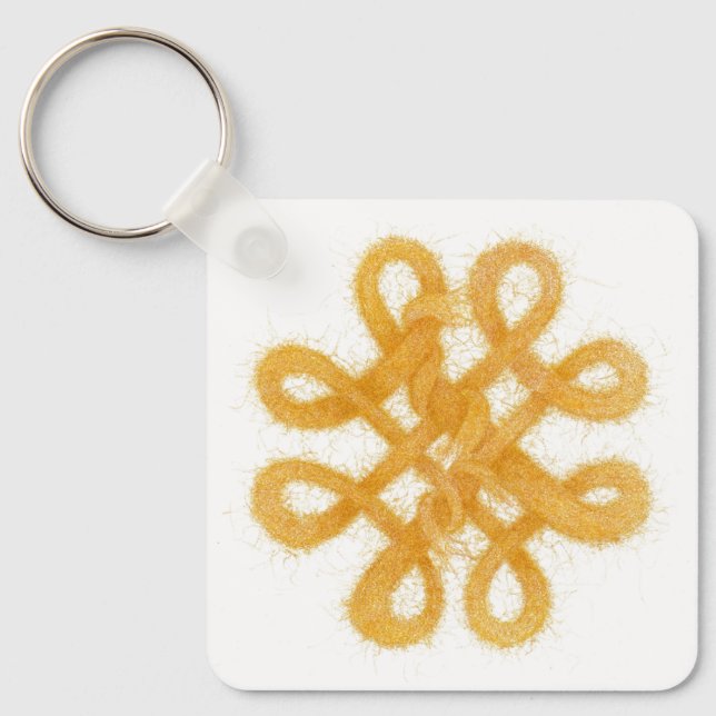 Gold Celtic Knot Square Aluminium Schlüsselanhänge Schlüsselanhänger (Vorderseite)