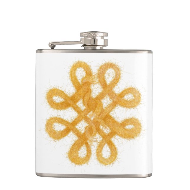 GOLD CELTIC KNOT Vinyl Wrapped Flask Flachmann (Vorderseite)
