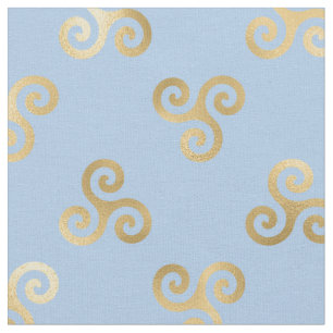 Gold Celtic Triskele Spiralen auf Light Blue Stoff