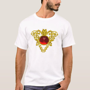 GOLD CELTISCHES HERZ SCHMUCK ,KNOTEN,ROTER RUBIN-E T-Shirt