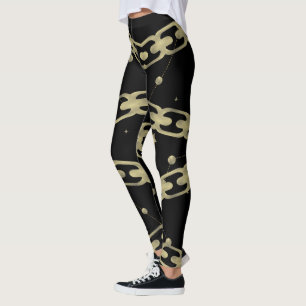 Gold Chain Imitate Gold Constellation Stars Moon Leggings