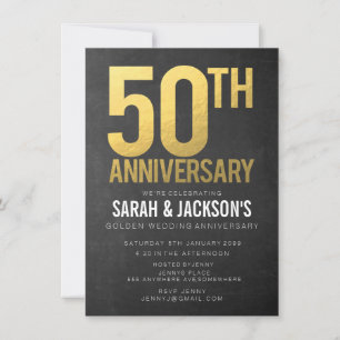 Gold Chalkboard Party zum 50. Jahrestag Einladung