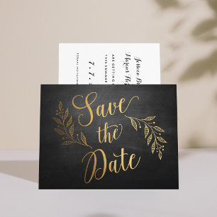 Gold Chalkboard Rustikal Save the Date Ankündigungspostkarte