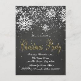 Gold Chalkboard Snowflake Weihnachts-Party Einladung