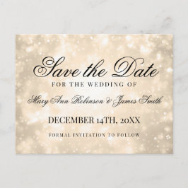 Gold Champagne Bokeh Elegant Save the Date Ankündigungspostkarte