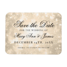 Gold Champagne Bokeh Elegant Save the Date Magnet