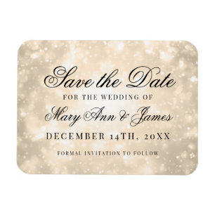 Gold Champagne Bokeh Elegant Save the Date Magnet