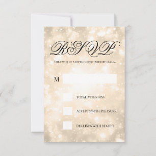 Gold Champagne Bokeh Elegant Wedding UAWG RSVP Karte