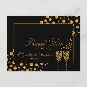 Gold Champagne Bubbles Engagement Party Danke Postkarte