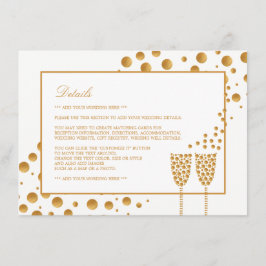 Gold Champagne Bubbles Hochzeitsdetails Begleitkarte