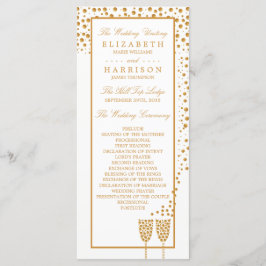 Gold Champagne Bubbles Wedding Programm