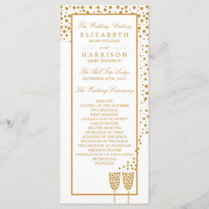 Gold Champagne Bubbles Wedding Programm
