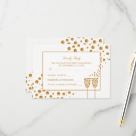 Gold Champagne Bubbles Wedding RSVP Karte