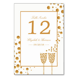 Gold Champagne Bubbles Wedding Tischnummer