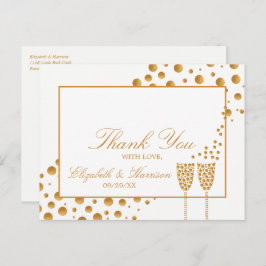 Gold Champagne Bubbles Wedding Vielen Dank Postkarte